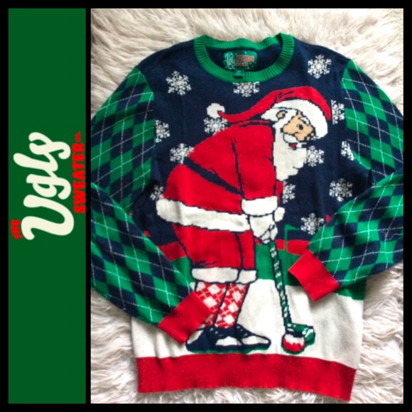 NWOT Ugly Christmas Sweater Unisex Golfing Santa - Picture 6 of 10